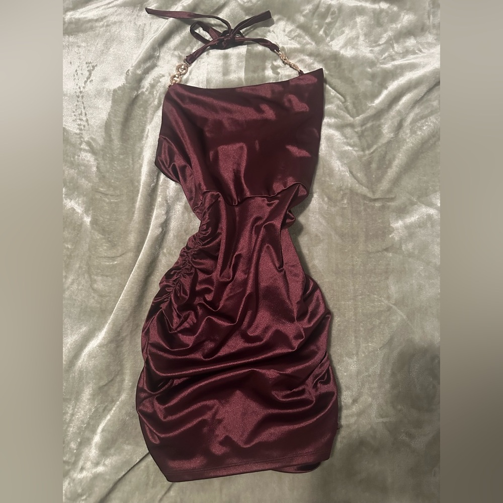 Windsor Burgundy Ruched halter Dress